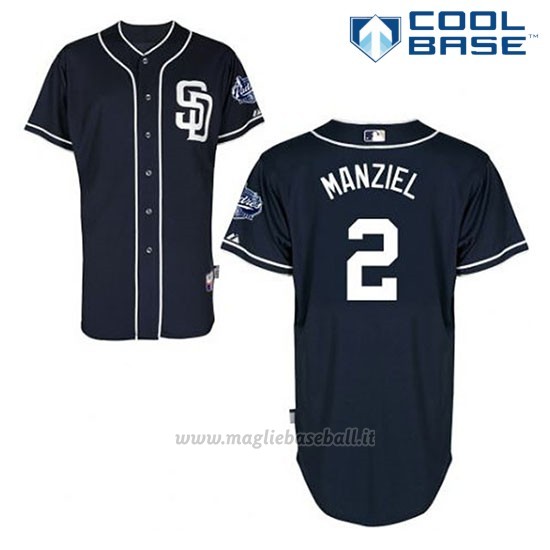 Maglia Baseball Uomo San Diego Padres Johnny Manziel 2 Blu Blu Alterner Cool Base